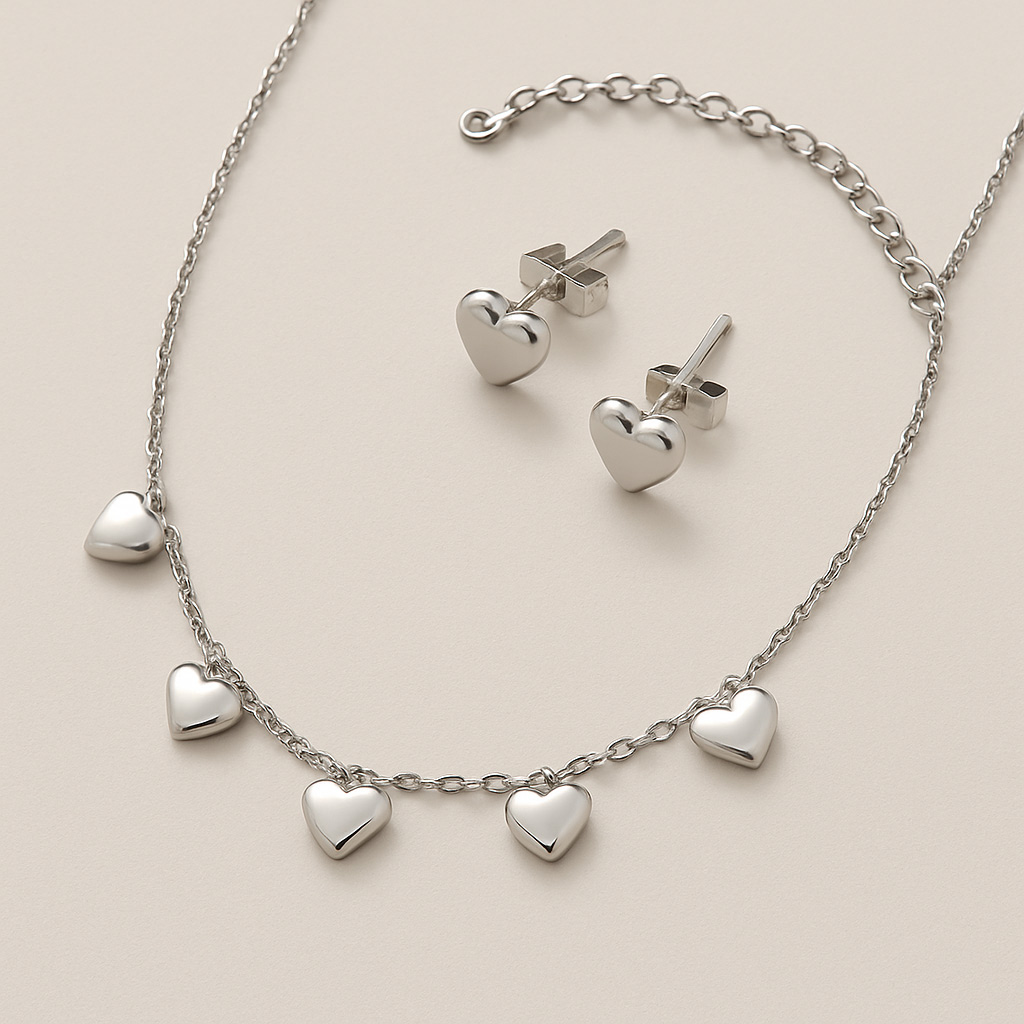 Herzkette + Ohrringe Set