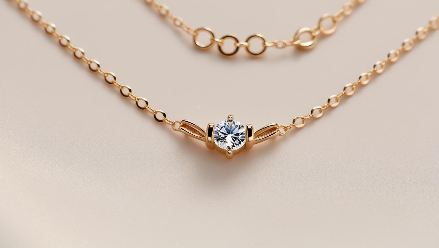 kette gold mit weißem stein