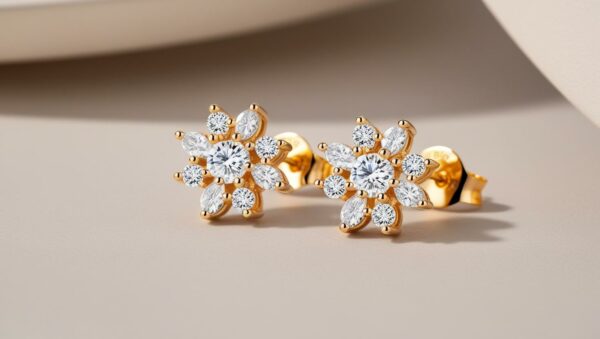 Ohrringe gold mit weißen stein