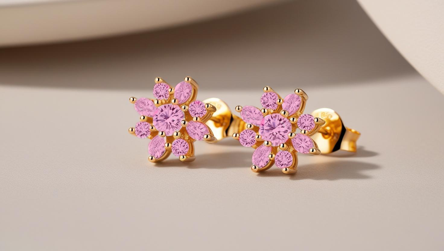 Ohrringe gold mit rosa stein